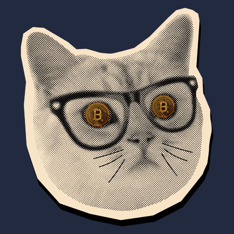 Comic-Katze mit Bitcoin-Brille