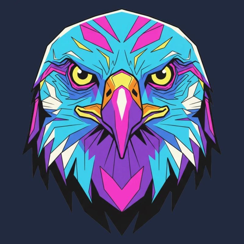 Geometric eagle in neon style