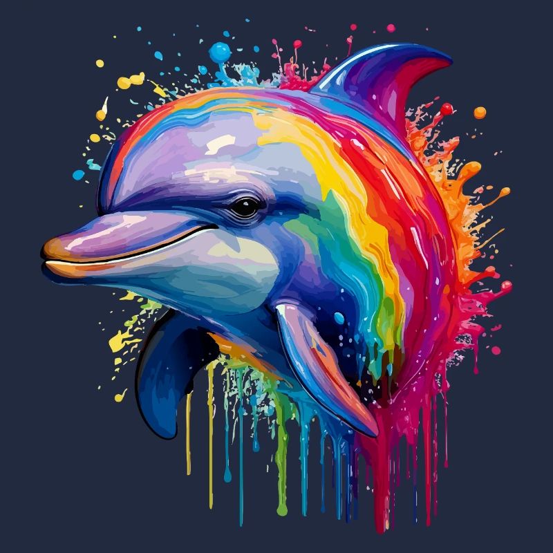 Bunter Delfin Kunstdruck