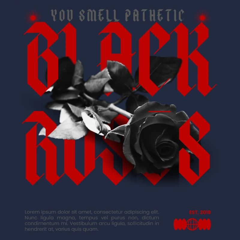 Rebellious black rose with statement