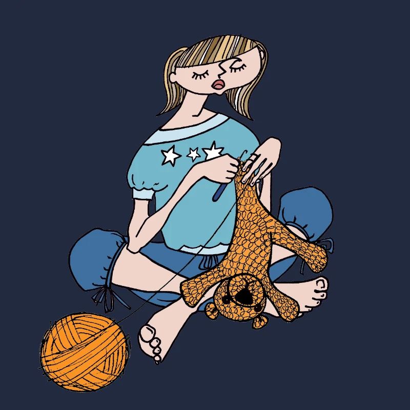 Mädchen häkelt Teddy