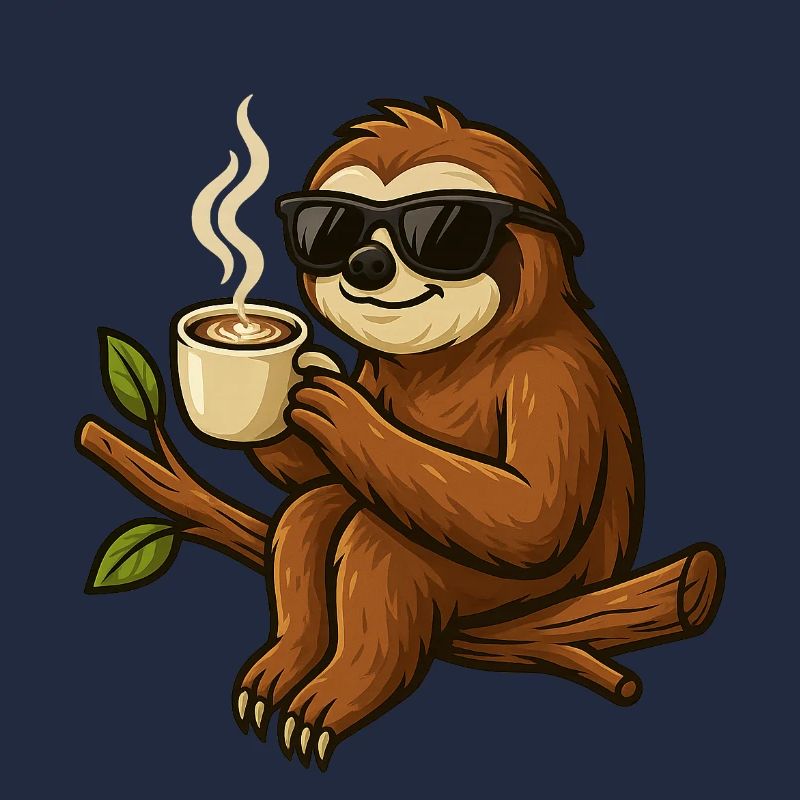 Kaffee Faultier mit Sonnenbrille