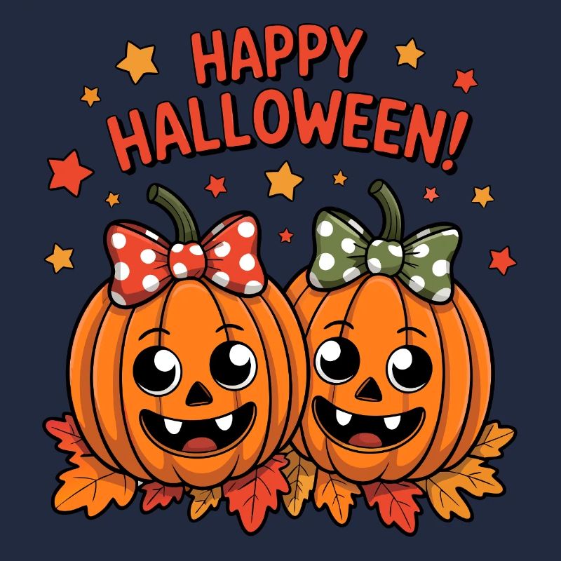 Cheerful pumpkins with bows