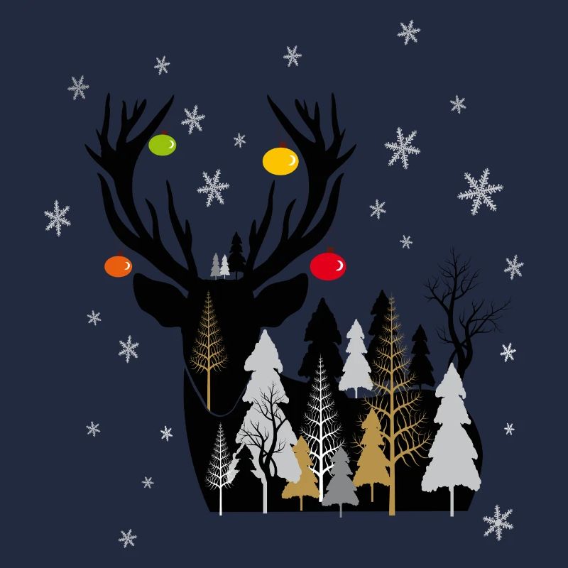 Winterwald mit Rentier 