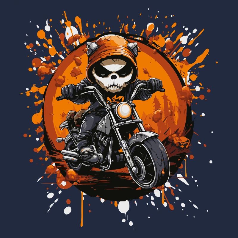 Skelett-Biker im Halloween-Rausch