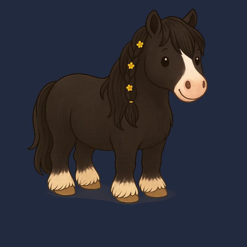 Black Tinker mare Katy with floral braid