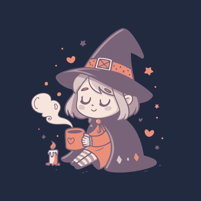 Sorcière douillette au mug chaud