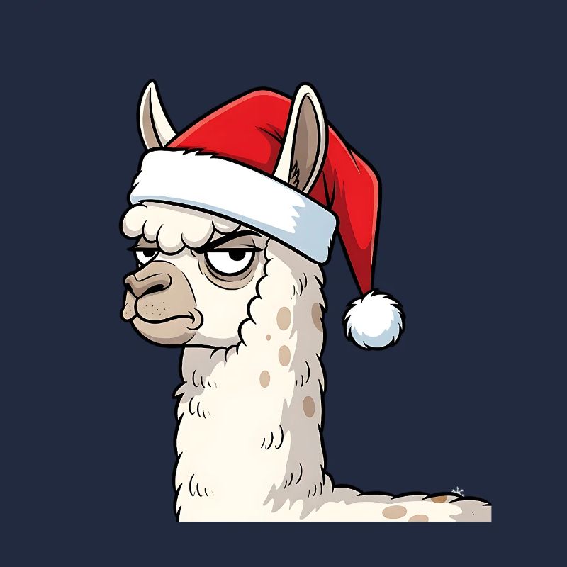 Festive Grumpy Llama Christmas Motif