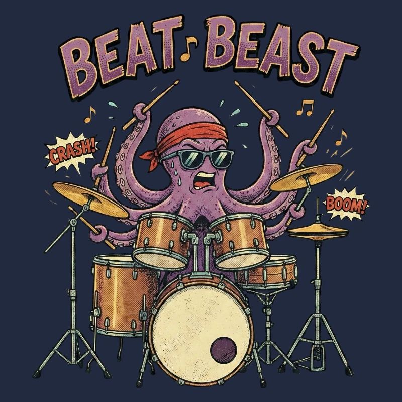 Beat Beast – Retro Comic Octopus Drummer Drum
