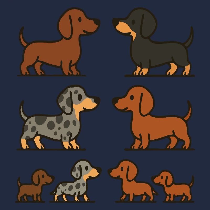 Dachshund Quartet Illustration Pack