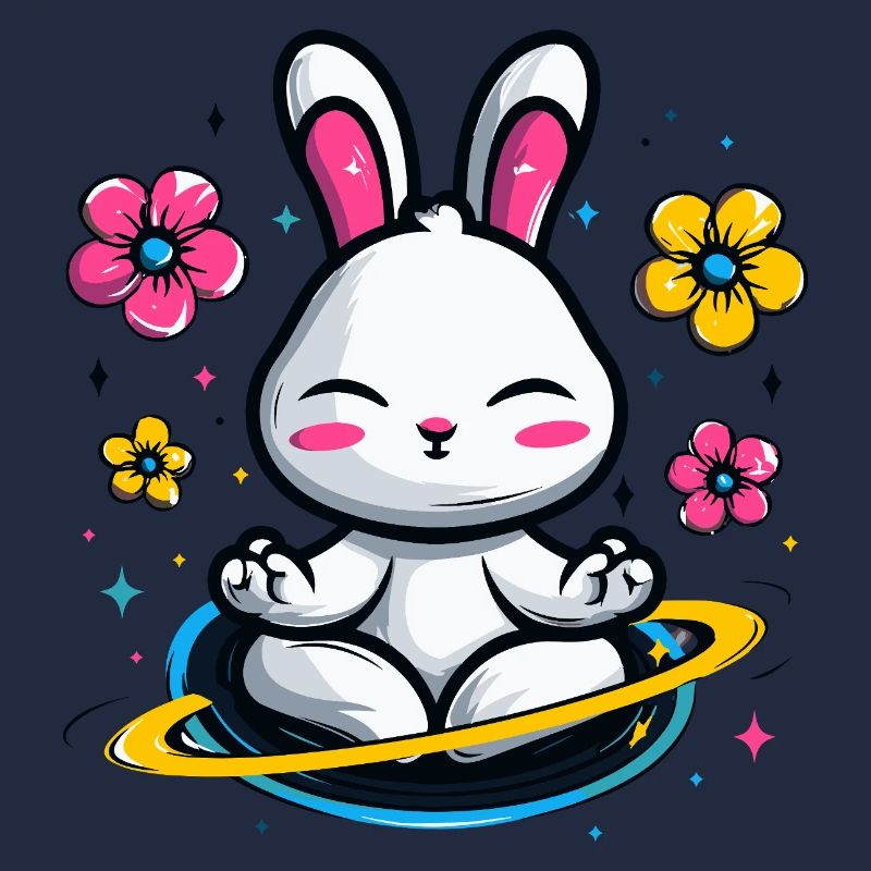Moon Bunny in the Flower Circle