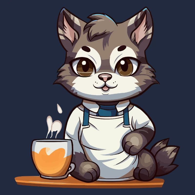 Kaffeekätzchen im Barista-Outfit