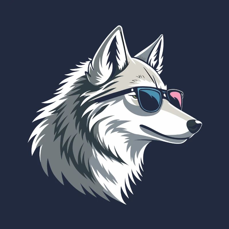 Wolf with glasses in icy style