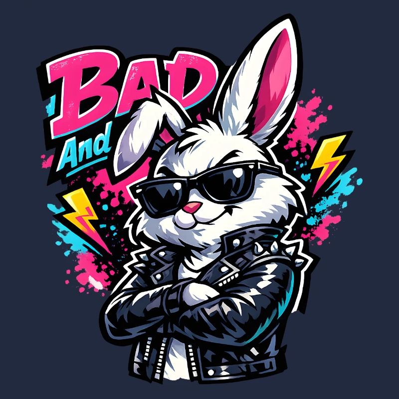 Bad Bunny Cute Easter Bunny with Colorful Egg