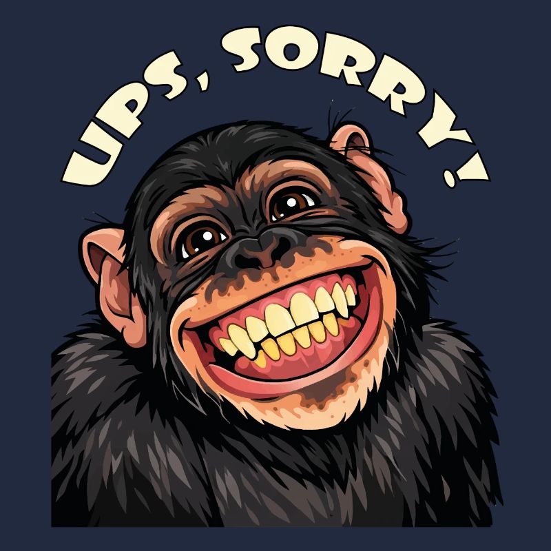 Oops, sorry! Funny Grinning Cartoon Monkey