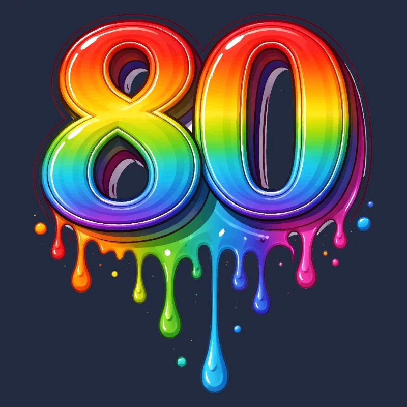 80 Regenbogen Retro Zahl  