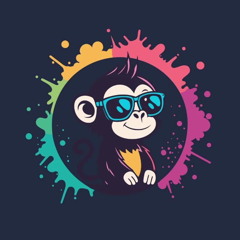 Monkey Splash Circle Blaue Brille