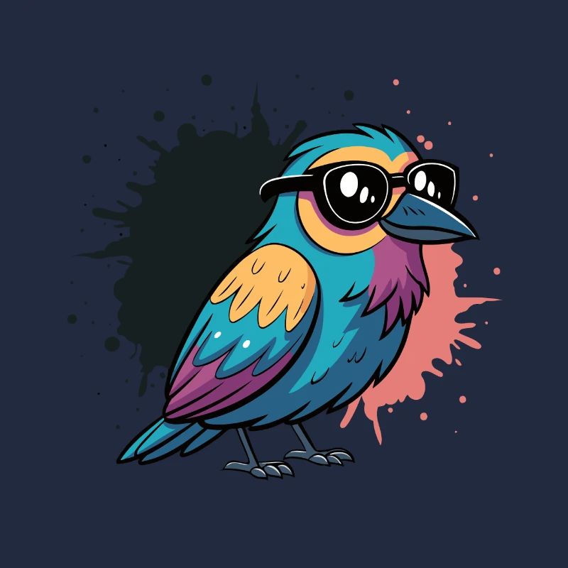 Farbenfroher Vogel-Cartoon mit Brille