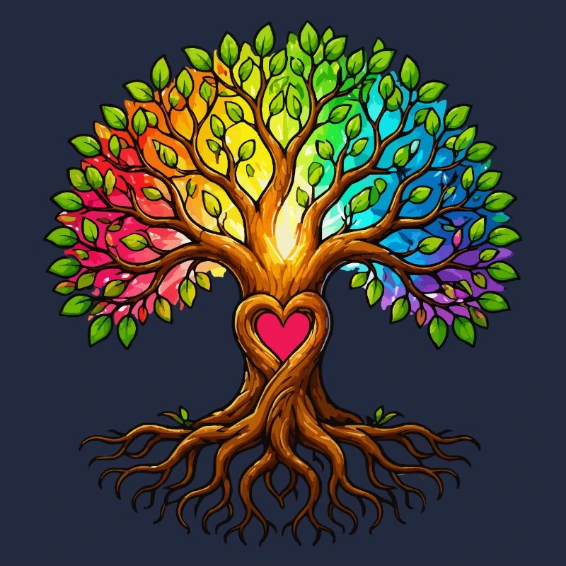 Baumherz Lebensbaum Regenbogen