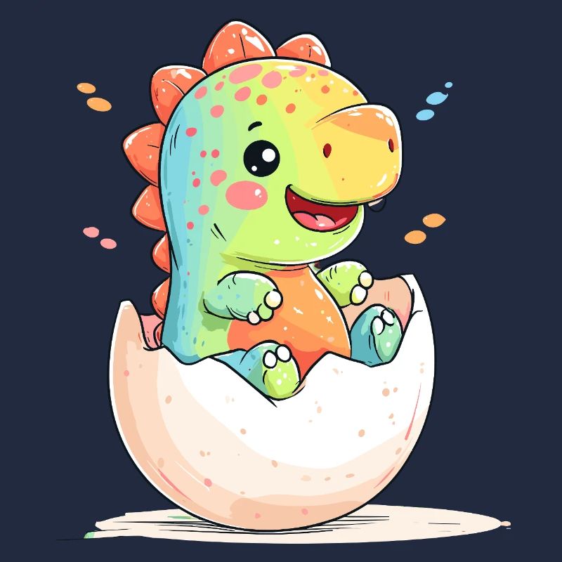 Cheerful dino chick from the egg