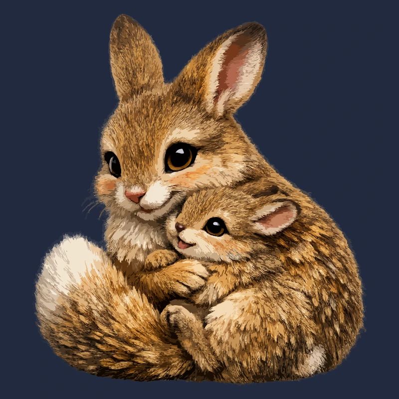 Hare hug mother and cub