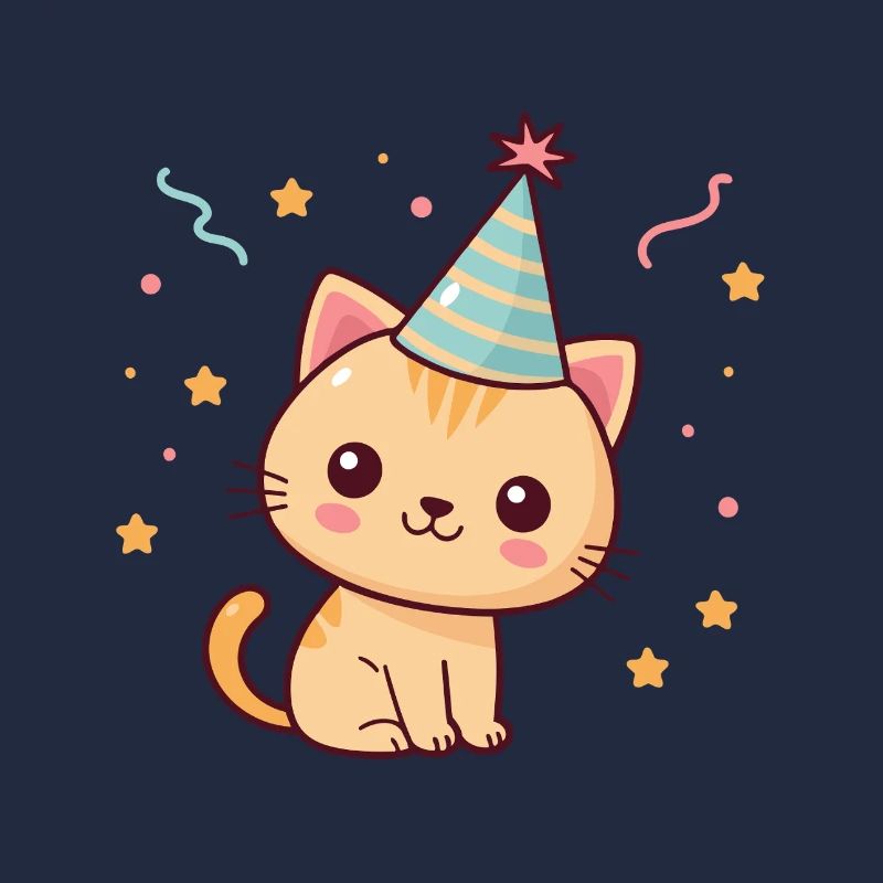 Festive kitten in a blue hat