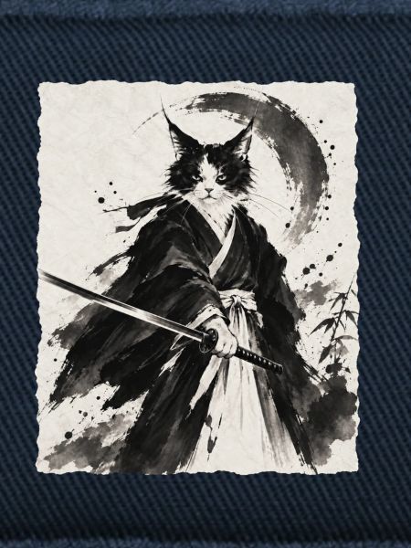 Katzen Samurai im Tintenstil