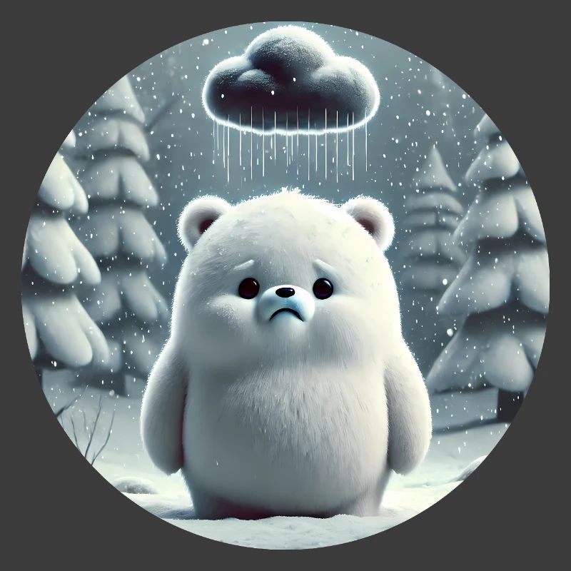Eisbär im eisigen Regen