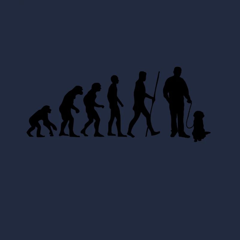 Evolution Herrchen mit Hund als Geschenk