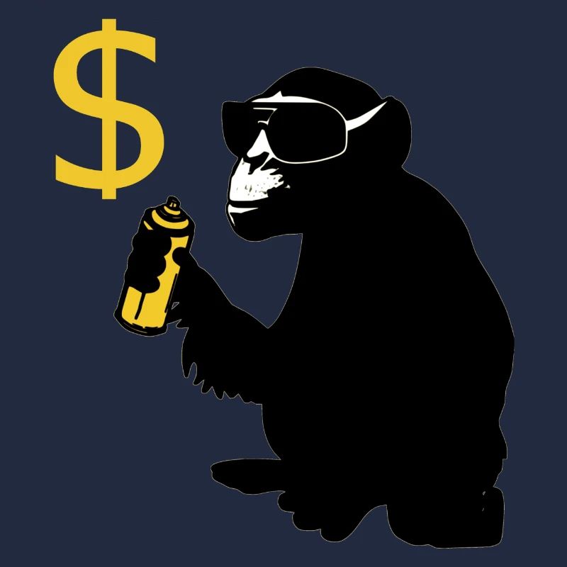 monkey sprayed dollar signs