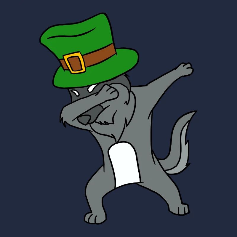 Dabbing St Patrick's Day Wolf Leprechaun Top Hat