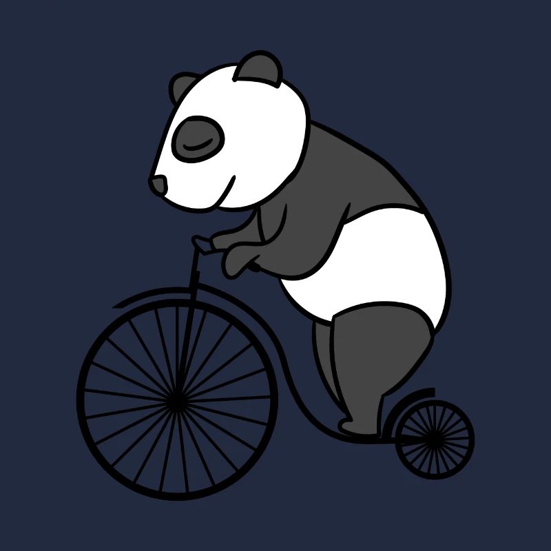 Panda Riding Retro Bicycle With Big Wheel Panda