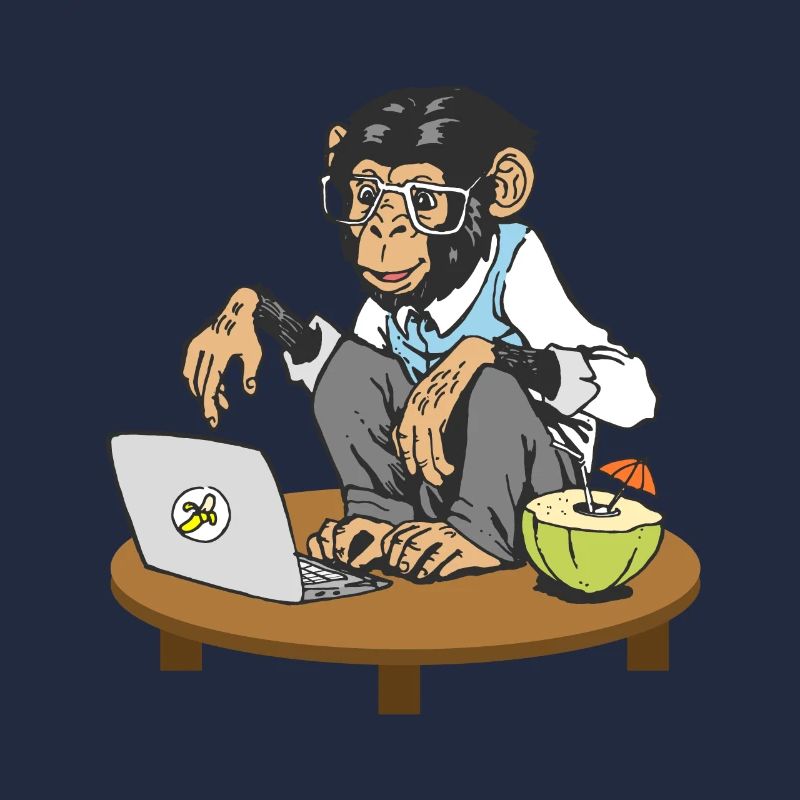 Singe devant l'ordinateur portable