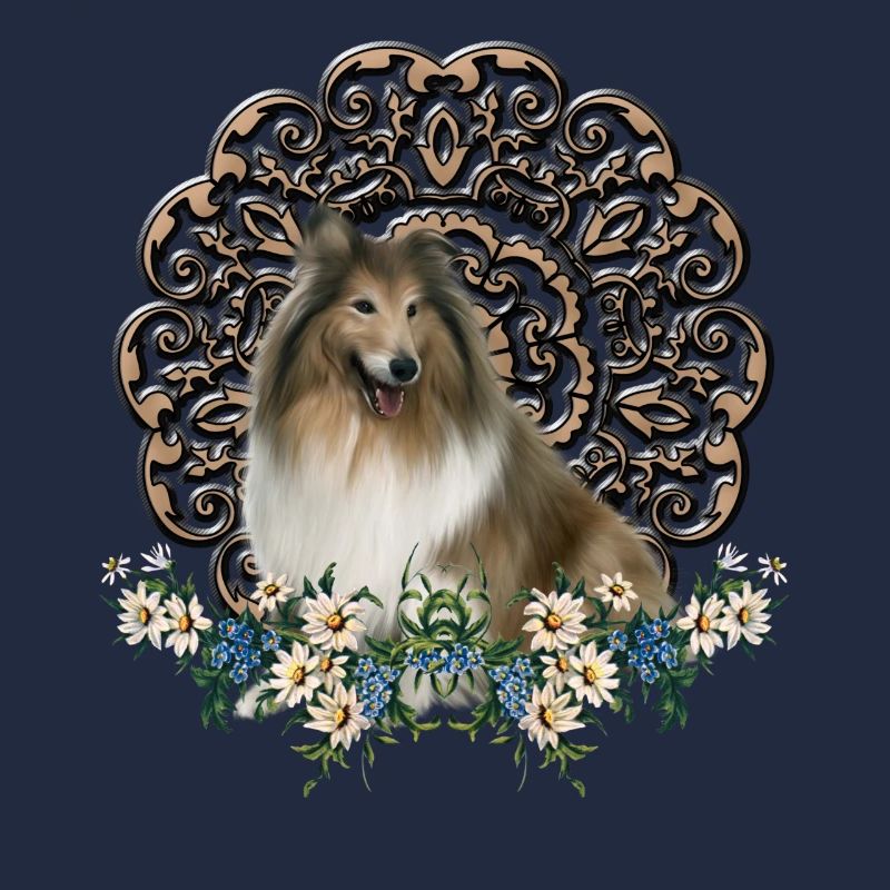 Netter Collie mit Blumen