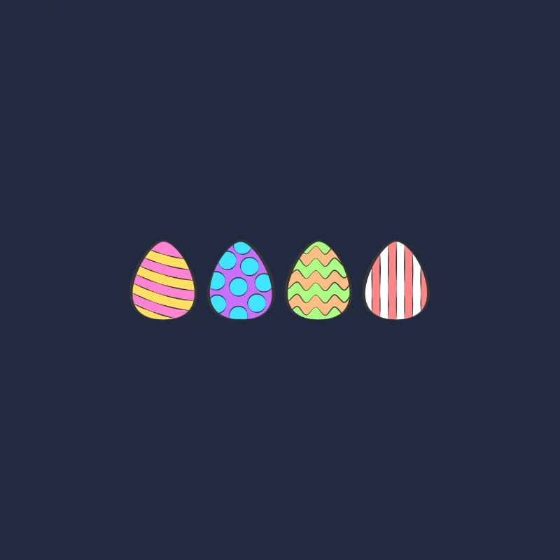 4 colorful Easter eggs