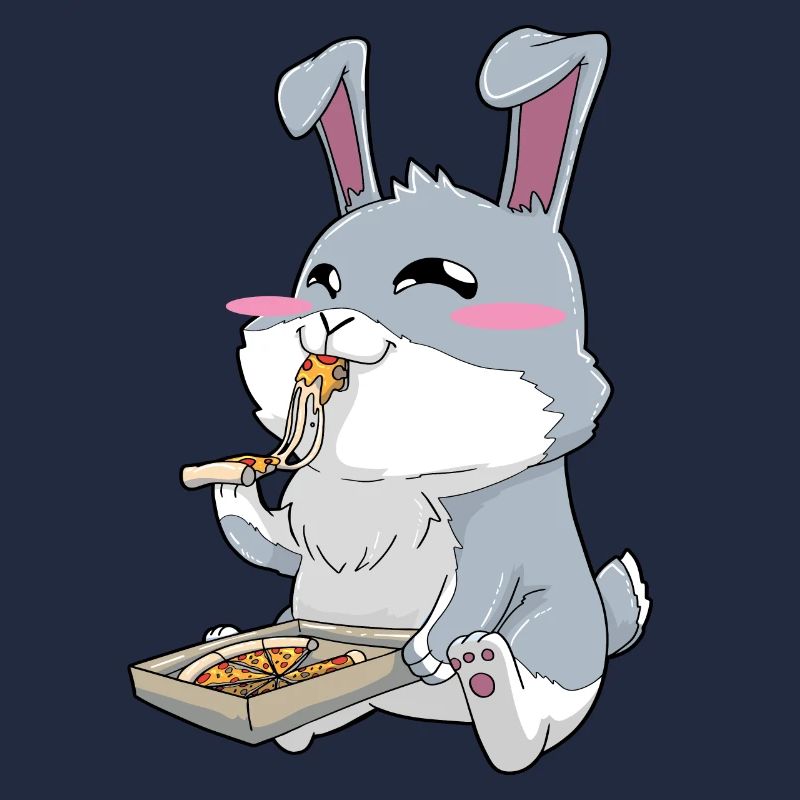 Funny bunny eating pizza