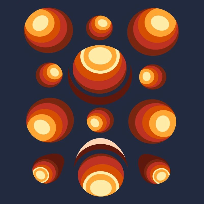 Retro ball 70s pattern orange brown