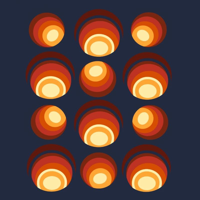 70s Retro Ball Pattern Orange Brown