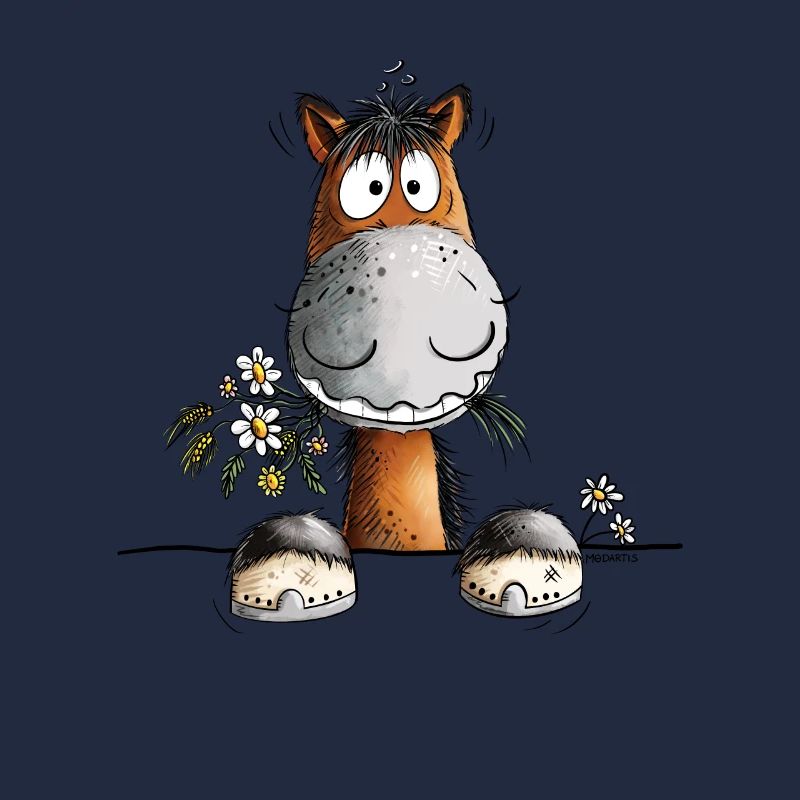 Cheval heureux avec des fleurs d’anniversaire
