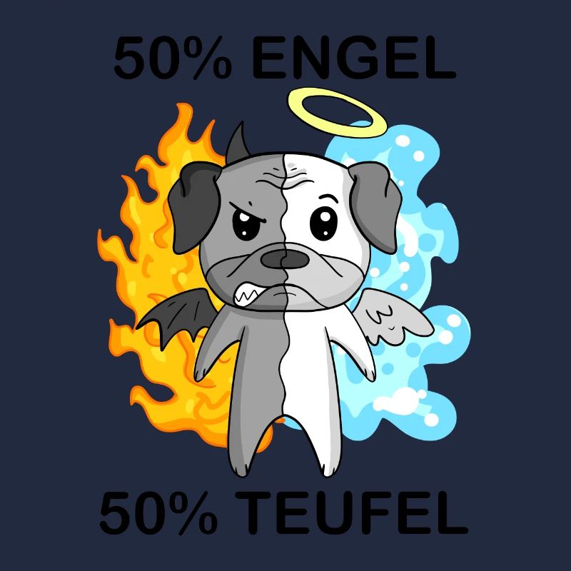 Hund Mops - Engel und Teufel