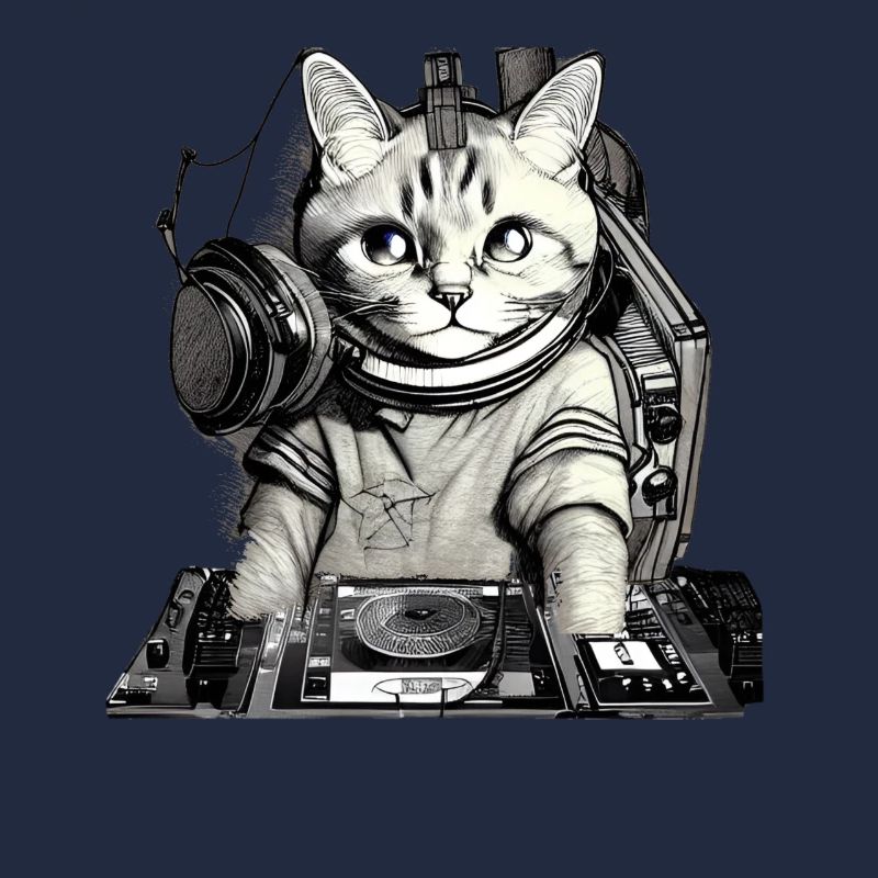 DJ cat avec table de mixage