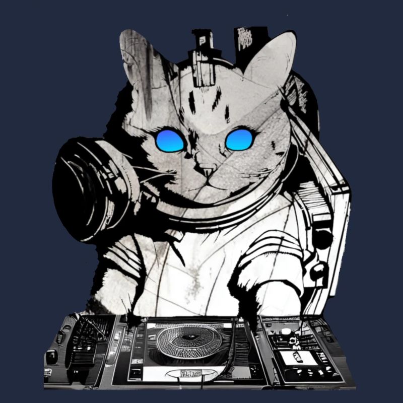 DJ cat avec table de mixage