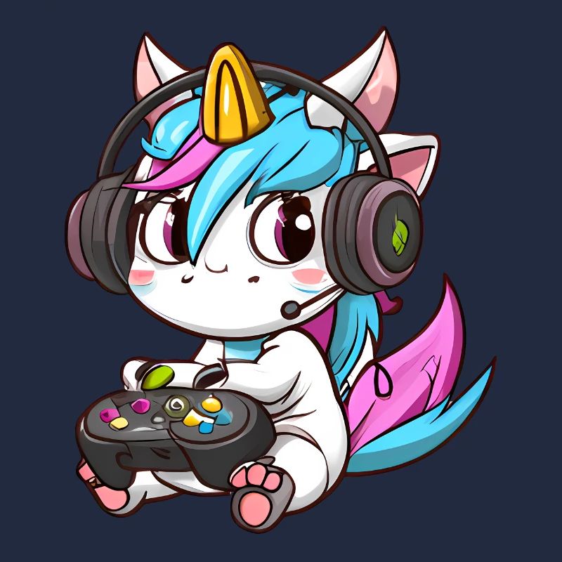 00234 süßes Einhorn mit Headset und Controller