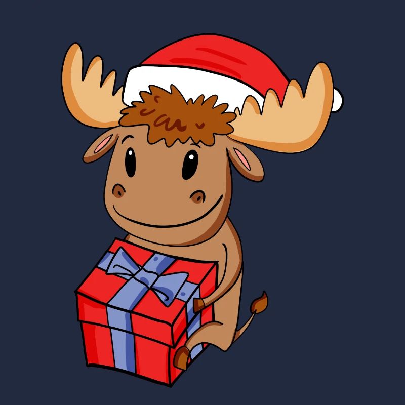 Weihnachten Elch Baby mit Geschenk