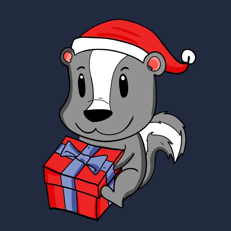 Weihnachten Stinktier Baby mit Geschenk