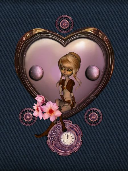 Wunderbares Steampunk-Herz mit Fee
