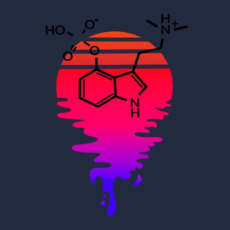 Molécule de psilocybine avec Retro Sunset