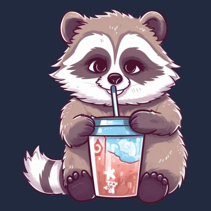 Waschbär mit Eiskaffee