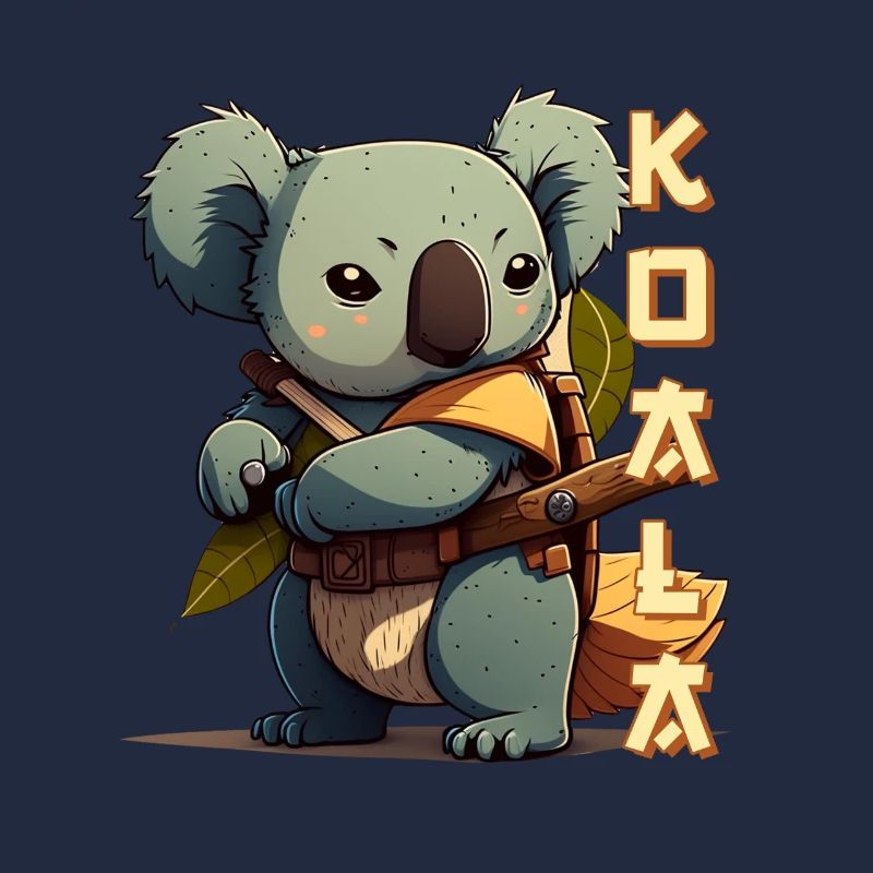 Samouraï Koala avec lettrage