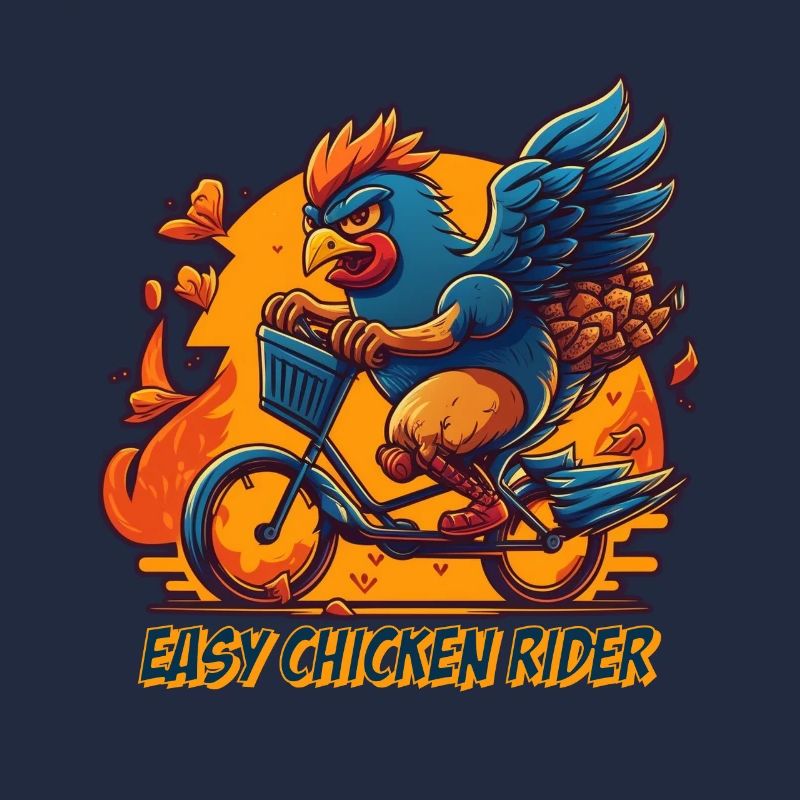 Poulet à vélo avec lettrage